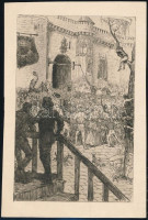 Alexandre Lunois (1863-1916): Le camarade de voyage. Rézkarc, papír, jelzés nélkül, 19,5×13 cm
