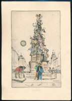 Vadász Endre (1901-1944): Ex libris Kuylen 1938. Színezett rézkarc, papír, jelzett,14,5×9,5 cm