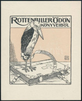 Weiss Antal (?-?): Ex libris Rottenbiller Ödön. Klisé, papír, jelzett a klisén, 7×6,5 cm