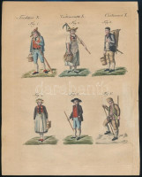 XVIII. Francia népviseletek metszet. 22x18 cm