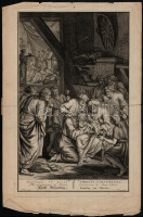 Bernard Picart 1673-1733): Krisztus körülmetélése. Rézmetszet. Jelzett a dúcon. / Circumcision of Christ.  Engraving. With mark of repair. 22x35 cm