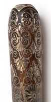 Ezüst (Ag.) berakásos keleti szipka, fa, jelzés nélkül, h: 14 cm