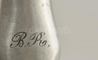 Antik ezüst (Ag.) nyelű villa párban, jelzett (1851), mesterjeggyel, monogrammal, h:22 cm (2×)