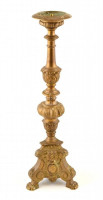 cca 1890 Barokk stílusú bronz padlógyertyatartó, jelzés nélkül, m: 61 cm