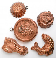 5 db jelzett rezezett sütőformák, d:10-15 cm, 17×8,5 cm