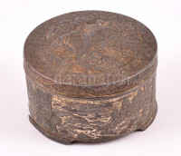 Japán ón doboz, kopott, m:6,5 cm, d: 11 cm