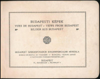 cca 1910 Budapesti képek. Vues de Budapest/Views from Budapest/Bilder aus Budapest. Bp., Budapest Székesfőváros Idegenforgalmi Hivatala,(Hornyánszky Viktor-ny.), 26 t. Kétoldalas képtáblák, 50 db fekete-fehér fotóval. Négy nyelvű