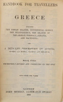Handbook for travellers in Greece. Murray's Hand-book. London, 1900, John Murray. Szövegközti illusztrációkkal, térképekkel, vázlatokkal illusztrált. Görög-angol szójegyzék melléklettel. Kiadói aranyozott egészvászon-kötés,
