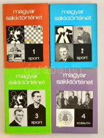 Magyar sakktörténet 1-4. kötet. (Teljes!) Szerk.: Barcza Gedeon, Földeák Árpád. Bp., 1975-1989, Sport. Kiadói egészvászon, kiadói papír védőborítóban