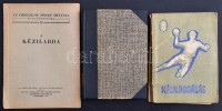 3 kézilabdával kapcsolatos könyv: Kézilabdázás. Verseny- és játékszabályok. Sport 1964. (2x) + Országos Sport HIvatal: A kézilabda. Bp., 1949.
