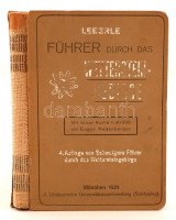 Leberle, Führer durch das Wettersteingebirge. Szerk.: Kadner, Herbert. München, 1921, J. Lindauersche Universitäts-Buchhandlung. Térképmelléklet nélkül. Kissé kopott vászonkötésben, gerince hiányzik.