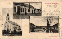 1906 Rétság, Római katolikus templom, Járásbíróság, Szolgabíróság, Bosskó Antal és Szabó Ferenc vendéglői, Adler Izidor vegyeskereskedése és saját kiadása. Nädler József fényképész felvétele (ragasztónyom / gluemark)