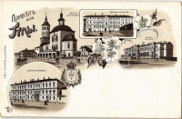 Tula, Elijah the Prophet Church, boys' high school, railway station, girls' high school, coat of arms. O.Z.M. Art Nouveau, floral, litho (EK)