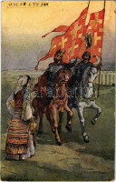 Na Kosovu krasnom pelju ravnom Susrete ih Kosovka-devojka / Kosovo cavalryman, Kosovan girl in traditional costumes s: M. Gjuric (fl)