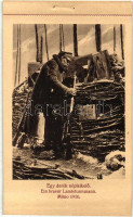 1916 Egy derék népfölkelő a lövészárokban Milnoban, muníciós láda. A 19. gyalogezred hadialbumából. Ferstl Gedő fényképész / Ein braver Landsturmmann. Aus dem Kriegsalbum des Inf-Reg. Nr. 19. / WWI Austro-Hungarian K.u.K. militia in