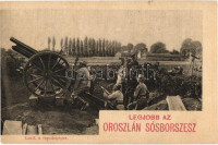 Lesik a repülőgépet. Osztrák-magyar katonák légvédelmi ágyúval (Flieger-Abwehrkanone). 'Oroszlán' sósborszesz reklám / WWI Austro-Hungarian K.u.K. military soldiers with anti-aircraft gun, cannon (EK)