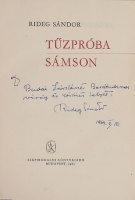 Rideg Sándor: Tűzpróba/Sámson (dedikált példány)
