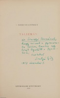 Somlyó György: Talizmán (dedikált példány)