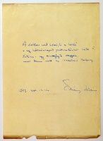 ÖRKÉNY István (1912-1979) író, tintával írt tréfás verse Debrőczi Tibor (1915-1975) orvosnak „A doktor urat üdvözli a költő” kezdettel.