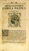 SAAVEDRA [Fajardo, Diego] Faxardo, Didacus de: Idea Principis Christiano-Politici, centum symbolis expressa. Editio omnium locupletissima.