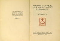 VÉGH Gyula: Rariora et Curiosa gróf Apponyi Sándor gyűjteményéből.