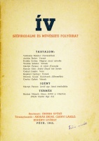 Ív. Szépirodalmi és művészeti folyóirat. 1945. 1. évf. 1. sz. Szerk. Csorba Győző.
