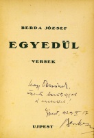 BERDA József: Egyedül. Versek. Első kiad., dedikált.