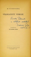 ISZAKOVSZKIJ, (Mihail): Válogatott versek. Ford. Devecseri Gábor. A fodító által dedikált.