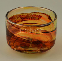 Mdina fújt kaspó, több rétegű, jelzett, hibátlan, m:10 cm, d:13 cm