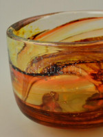 Mdina fújt kaspó, több rétegű, jelzett, hibátlan, m:10 cm, d:13 cm