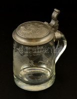 cca 1900 Ón fedeles söröskorsó, homok fújt,  csorba nélkül, m: 15 cm