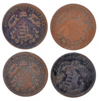1868KB 1kr Cu 'Angyalos címer' (4x) T:2-3 Adamo M4.1