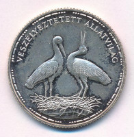 1992. 200Ft Ag 'Veszélyeztetett állatvilág - Gólya' T:1- (eredetileg PP) patina Adamo EM126