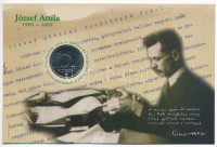 2005. 10Ft Cu-Ni 'József Attila' sorszámozott emléklapon T:1