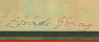 Zórád Géza (1886-1944): Paraszt ház a vízparton. Olaj, karton, jelzett, keretben, 17×25 cm