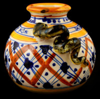 Ertosa D' Firenze mázas kerámia kígyós edényke, m: 7 cm