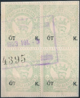 1921 Karcag illetékbélyeg nyégyestömbben