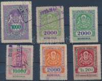 Budapest Székesfőváros 1919-1925 6 klf okirati illetékbélyeg (10.200)