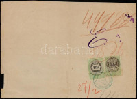 Pest 1872 Képbe fogazott 12kr + elfogazott 3kr okmánybélyeg okmányon