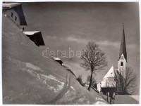 1956 Szöllősy Kálmán (1887-1976): Mountagne church, pecséttel jelzett, feliratozott fotó, felületén törésnyom, 30×39 cm
