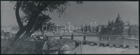 cca 1957 Budapest, a Kossuth híd különféle nézőpontokból, 4 db fotó, ebből 3 fénykép vintage, egy pedig mai nagyítás korabeli színes diapozitív felvételről, 9x6 cm és 8,1x21 cm