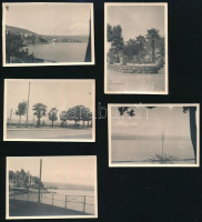 1937 Abbázia, 5 db feliratozott, vintage fotó, 6x9 cm