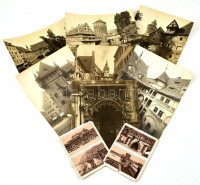 cca 1910 Nürnberg 7 db nagy méretű városképes fotó  25x20 cm, + 2 litho kép Budapesti nevezetességekkel, füzetből