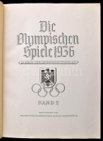 Die Olympischen Spiele in Berlin und Garmisch-Partenkirchen. 1-2. köt. Hamburg-Bahrenfeld, 1936, Cigaretten-Bilderdienst. Német nyelven. Gyűjtői album cigarettakártyákkal. Kiadói aranyozott egészvászon-kötésben, az egyik képen kis