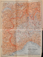 Karl Baedeker: Oberitalien mit Ravenna, Florenz und Livorno. Handbuch für Reisende. Leipzig, 1911, Verlag von Karl Baedeker, LXX+710 p. Tizennyolcadik kiadás. Térképekkel illusztrálva. Német nyelven. Kiadói aranyozott egészvászon kötés,