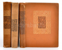 Dante Komédiája I.-III. kötet. Fordította Babits Mihály. Bp., 1913, Révai. A fordító dedikációjának kézírás-facsimiléjével. Első magyar nyelvű kiadás. Kiadói vászonkötésben, kissé sérült gerinc két köteten.
