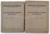 Dr. Doros Gábor-Dr. Melly József: A nemi betegségek kérdése Budapesten I-II. kötet. Statisztikai Közlemények. Bp.,1930, Székesfőváros Házinyomdája, 936 p. Kiadói papírkötésben, az első kötet borítója szakadt, a második kötet