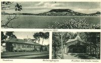 Balatonfenyves, Badacsony látképe, Vasútállomás, Árpádházi Szent Erzsébet templom (EK)
