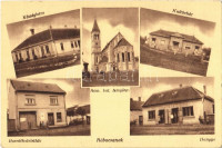 Rábacsanak, Községháza, Kultúrház, Római katolikus templom, Horváth üzletház, Hangya Szövetkezet üzlete