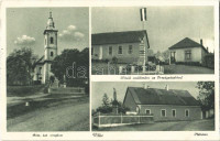 Vilke, Velká nad Iplom; Római katolikus templom, Hősök emlékműve, országzászló, plébánia / church, heroes monument, Hungarian flag, rectory